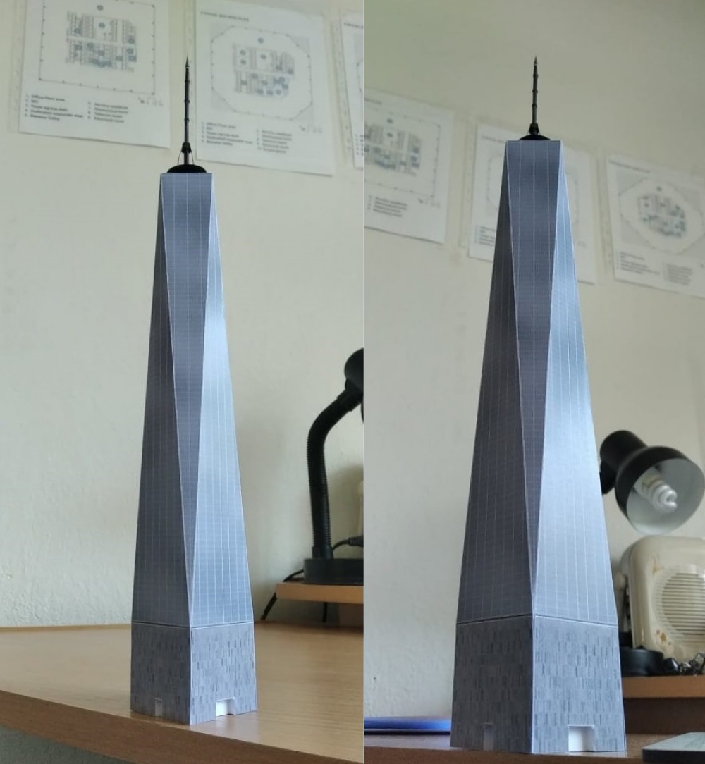 One World Trade Center (One WTC, OWTC); 1:1500 (Plná velikost v novém okně) One World Trade Center (One WTC, OWTC); 1:1500