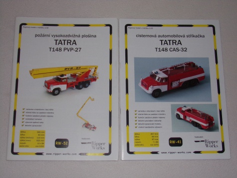 Cisternová stříkačka CAS 32-T 148 a vysokozdvižná požární plošina PP27-1 modely z ABC vs Ripper Works Richard Výškovský/MUDr. Jan Bruthans m 1:32 Cisternová stříkačka CAS 32-T 148 a vysokozdvižná požární plošina PP27-1 modely z ABC vs Ripper Works Richard Výškovský/MUDr. Jan Bruthans m 1:32