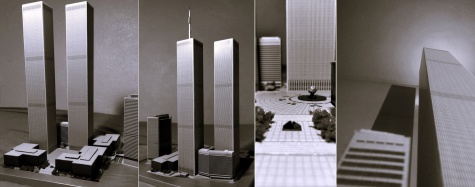 World Trade Center (WTC - Twin Towers) paper model 1:1500 + WTC 7 World Trade Center (WTC - Twin Towers) paper model 1:1500 + WTC 7
