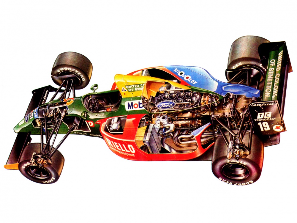 Benetton Ford B190 - 1990 (Plná velikost v novém okně) Benetton Ford B190 - 1990