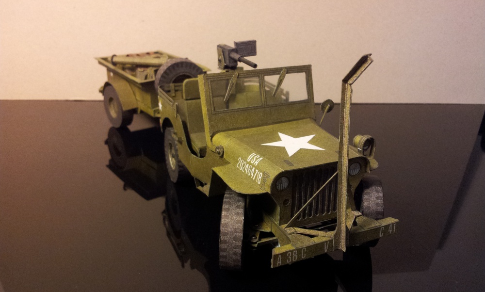 Jeep Williys MB s přívěsem (Plnďż˝ velikost v novďż˝m oknďż˝) Jeep Williys MB s přívěsem