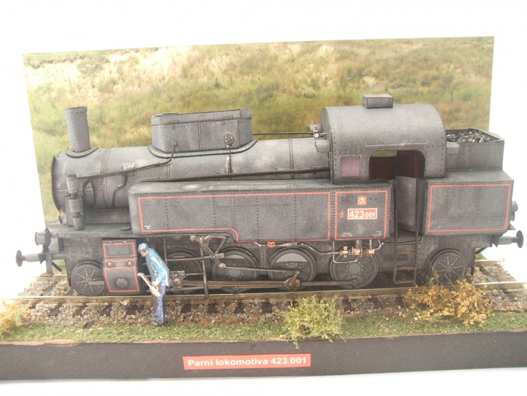 Parní lokomotiova 423.001 velkej bejček (Plnďż˝ velikost v novďż˝m oknďż˝) Parní lokomotiova 423.001 velkej bejček